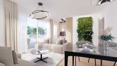 Energieeffiziente, Barrierefreie 2,5-Zimmer Neubauwohnung mit Balkon & Garten