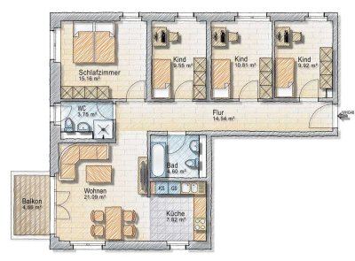 Schöne 5 Zimmer-Wohnung, mit Balkon, Aufzug, TG-Stellplatz und Hausmeisterservice - W48