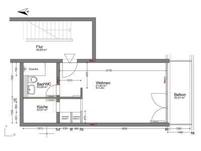 Komplett sanierte 1-Raum-Wohnung mit offener Kochecke, modernem Bad + Balkon in Köln Zollstock