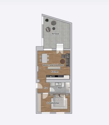 Charmate 2-Raum Wohnung mit großer Terrasse!