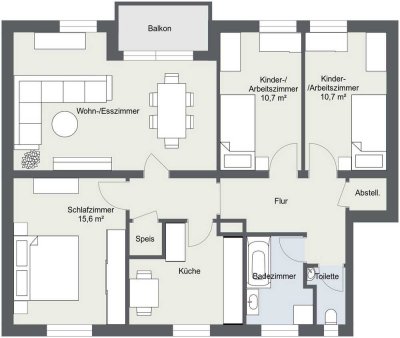 familienfreundliche 4-Zimmer Wohnung in schöner Lage
