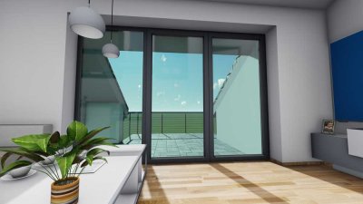 Baubeginn Sommer 2025! 3-Zimmer DG-Wohnung mit Aufzug, Dachterrasse und Tageslichtbad!