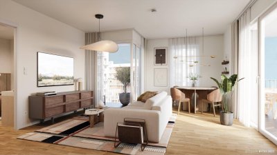 BEZUGSFERTIG &amp; PROVISIONSFREI - 2-Zimmer Eigentumswohnung mit Balkon im „Village im Dritten – PEAK HOMES“ Top 48