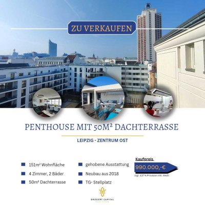 **EXKLUSIVES PENTHOUSE MIT 50m² Dachterrasse – EINZIGARTIGE RESIDENZ IM HERZEN VON LEIPZIG**