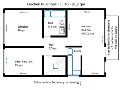 Frechen Buschbell / 1 OG / 91 qm / Balkon / Küche