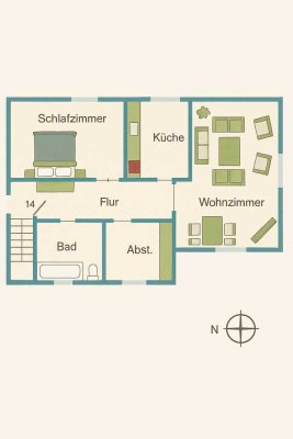 Helle 2-Zimmer Wohnung im 3. OG in Ingolstadt Nordost DG-re (W14)