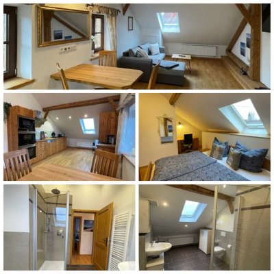 Geschmackvolle 2-Zimmer-Dachgeschosswohnung möbliert auf Zeit zu vermieten (1200 Euro Warmmiete)