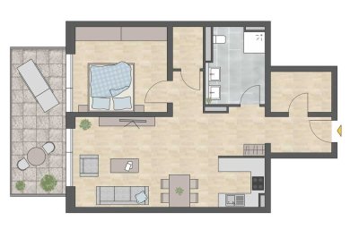 Zentrale 2-Zimmer Neubauwohnung mit Einbauküche und Balkon in Tuttlingen