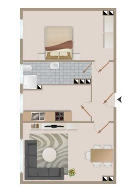 Interessante 2-Zimmer-Wohnung mit EBK und Vollbad für "Einsteiger"