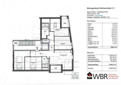 Großzügige 5-Zimmer-Wohnung im 3. OG mit Balkon in Rottenburg am Neckar