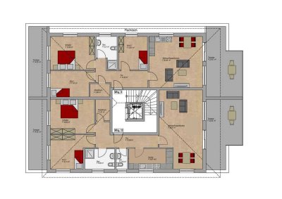 Neubau, Erstbezug, Penthouse Wohnung mit 3 Zimmern und Dachterrasse, Fahrstuhl, Stadtmitte