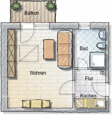 Gepflegte 1-Zimmer-Wohnung mit Balkon in Lehrte OT Hämelerwald