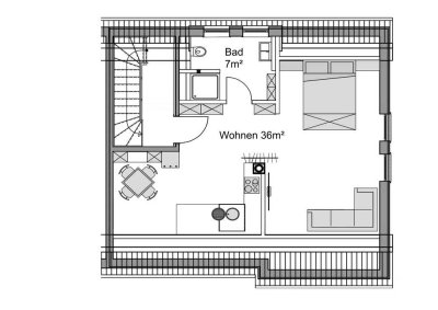 Moderne 1 Zimmer Dachgeschosswohnung mit Küchenzeile
