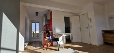 1-ZKB (Mit Penthaus-Elementen) möbliert, umlaufender Terrasse/Balkon -Nähe Ingelheimer Garten