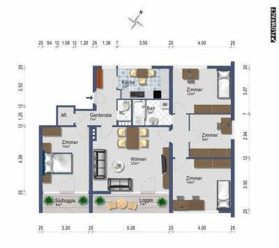 Balkonwohnung - 4 Schlafzimmer - provisionsfrei ab 1. April 2026 - 975 EUR (Heizung, Steuern, alles inklusive)