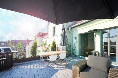 Rarität! Traumhafte Loft-Wohnung auf zwei Etagen mit uneinsehbarer 30qm Dachterrasse und Burgblick.