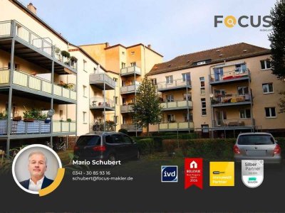 Wahren - komplett neu sanierte 3-Raum-Familienwohnung mit großem Balkon und Garten am Auensee