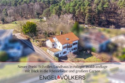 Neuer Preis: Stilvolles Landhaus in ruhiger Waldrandlage mit Blick in die Rheinebene und großem Gart