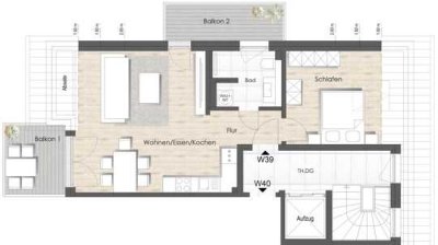 Moderne 2-Zimmer-Penthouse Wohnung in gefragtem Neubau