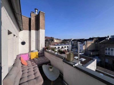 Schöne 3,5-Zimmer-Maisonette-Wohnung mit 2 Balkonen über den Dächern von Düsseldorf-Stadtmitte