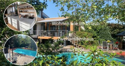 Zweifamilienhaus mit beheizbarem Pool in zentraler Lage; von privat