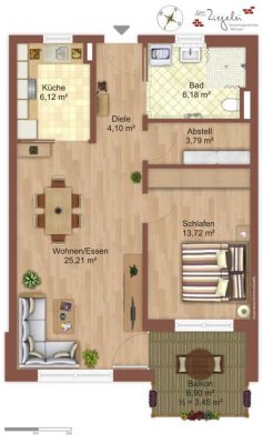 Barrierefreie 2-Zimmer-Wohnung mit Balkon - Alte Ziegelei 9 Rottenburg