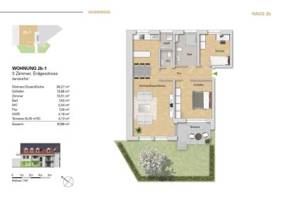 ***3 Zi. Neubauwohnung im EG, WE 2b-1 mit Terrasse u. Gartenanteil zu verkaufen***