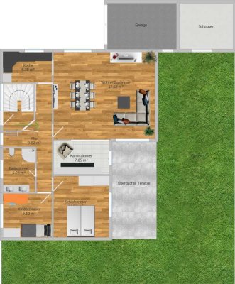 Erstbezug nach Renovierung: 3ZKB Wohnung mit EBK, Garten & Garage