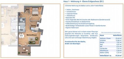 Elegante 2-Zimmer-Wohnung mit Balkon und 68 m² Wohnfläche!