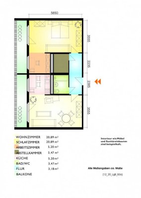 2-Raum-Wohnung  mit 2 Balkonen