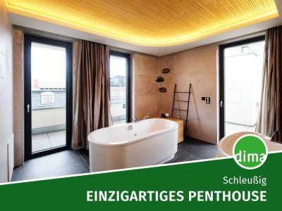 Teilmöbliertes PENTHOUSE mit Kamin, EBK, vielen Holz-Elementen, Aufzug, Stellplätzen u.v.m.