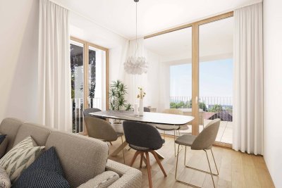 Sehr sonnige 2-Zimmer-Wohnung mit überdachter Terrasse und wunderbarem Ausblick