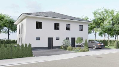 Bezahlbarer Neubau für die Familie, Doppelhaushälfte, Bodenplatte, FBH, A+, PV-Anlage, Lüftung
