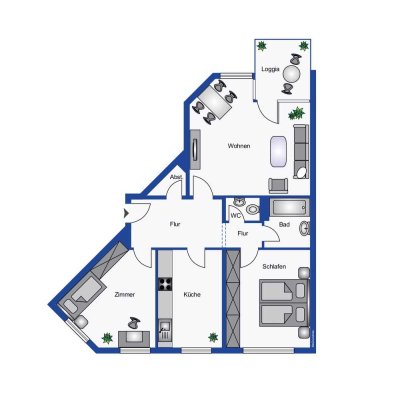 Geschmackvolle, gepflegte 3-Raum-EG-Wohnung mit Balkon in Duisburg