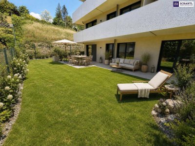 FIRE SALE!! Ein Stück Natur - ganz für sich allein! Das perfekte Familienparadies! Geniale Neubauwohnung mit WOW-Effekt! Riesiger Eigengarten und Terrasse + 4 Zimmer + Grün wohin das Auge reicht + Luftwärmepumpe!
