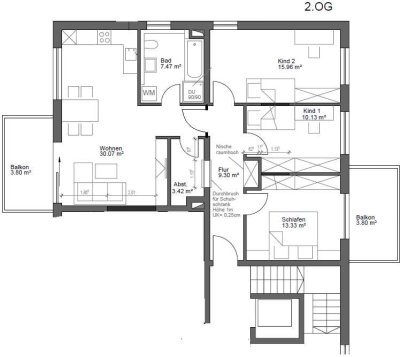 Gepflegte 4-Zimmer-Wohnung im 2. OG in Regensburg-Weichs