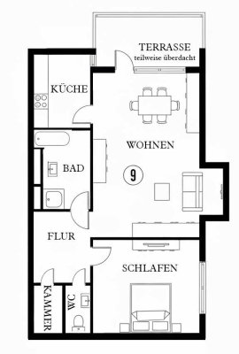 Herdweg 94, 2.5 Zimmer, Gartenterrasse, 68m² zu verkaufen
