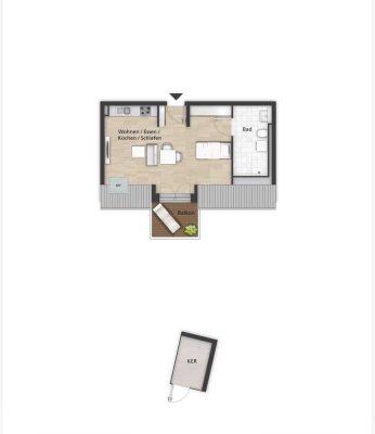 Gemütliche 1-Zimmer-Wohnung mit Balkon und Einbauküche in attraktiver Lage
