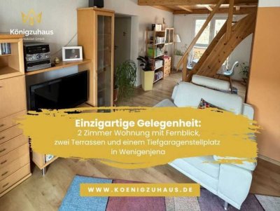 Einzigartige Gelegenheit: 2-Zimmer-Wohnung mit Fernblick, zwei Terrassen & TG-platz in Wenigenjena!