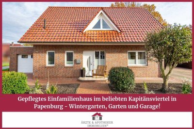 Gepflegtes Einfamilienhaus im beliebten Kapitänsviertel in Papenburg- Wintergarten, Garten & Garage!