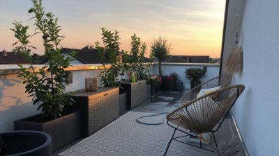 Einzigartige Dachgeschosswohnung mit 54 m² privater Süd-Dachterrasse – Neubau 2019