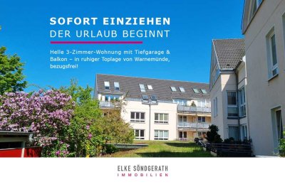 Helle 3-Zimmer-Wohnung mit Balkon & Tiefgarage – in ruhiger Toplage von Warnemünde, bezugsfrei