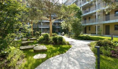 Erstbezug, 4-Zi.-Gartenwohnung mit Tageslichtbad und Einbauküche
