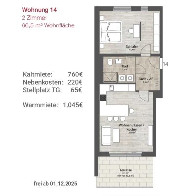 Moderne 2-Raum-Wohnung (zentral, aber ruhig)