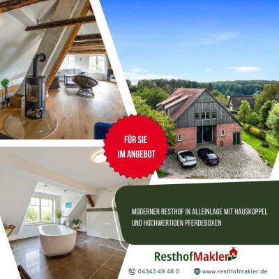 Moderner Resthof in Alleinlage mit Hauskoppel und hochwertigen Pferdeboxen
