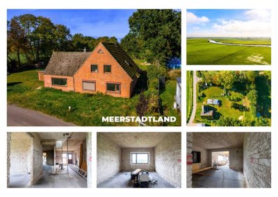 Einfamilienhaus im rohbauartigen Zustand mit ca. 3.600 m² Grundstück nahe der Eider