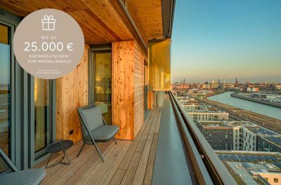 VORTEIL SICHERN* Leben zwischen Wasser und Skyline – im höchsten Holzhochhaus Deutschlands