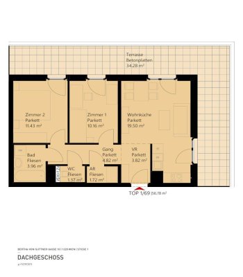3-Zimmer-Dachterrassenwohnung inkl hochwertiger Markenküche, Außenfläche und Kellerabteil / K3-69