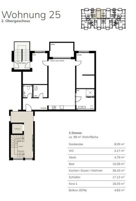 Elegante 3-Zimmer Wohnung im 2. OG mit Balkon in Aschaffenburg Stadtmitte