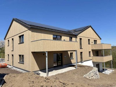 Zur Miete: Neubau-Dachgeschosswohnung mit großzügigem Balkon